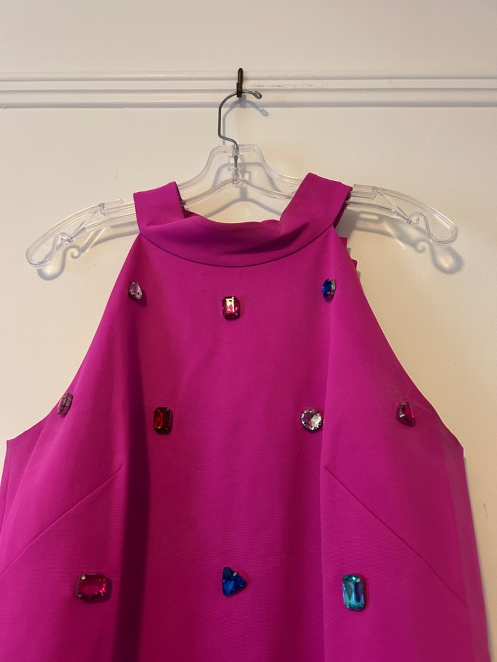 kate spade- Fuchsia Jewel-Embellished Halter Dress, W/ Bow Detail, NWT, Size 12 - Picture 3 of 14